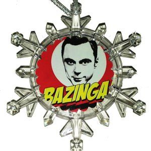 BAZINGA Big Bang Theory  Snowflake Blinks Lit Holiday Christmas Tree Ornament